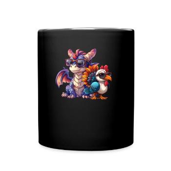 Dragon Thanksgiving Dabbing Turkey - Full Colour Mug - black - Front