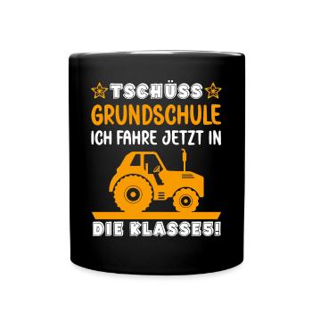 Und Tschüss Grundschule ich fahre in die Klasse 5 - Tasse einfarbig - Schwarz - Vorne