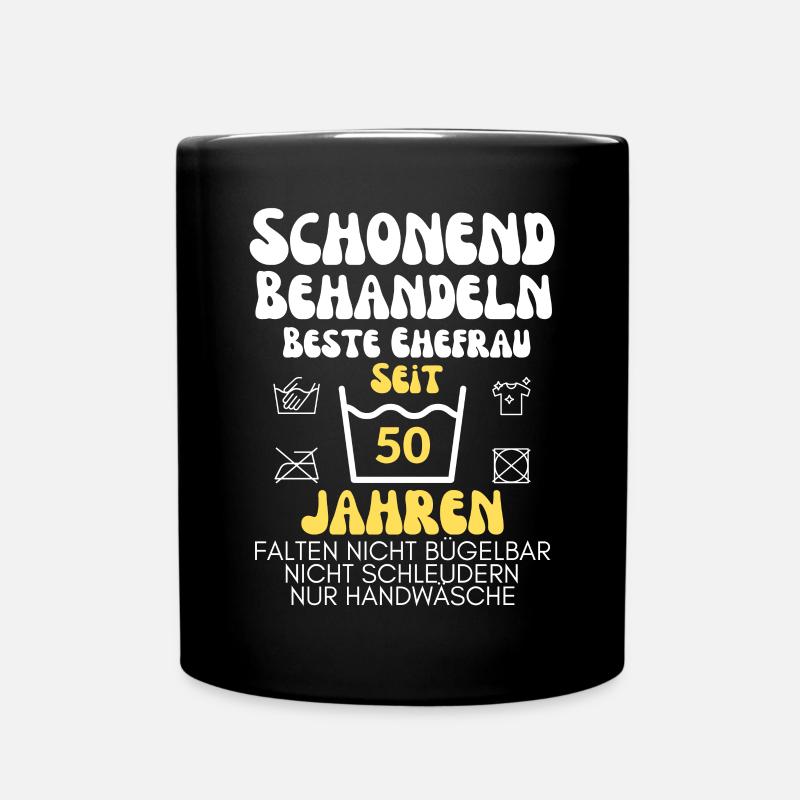 Seit 50 Jahren Schonend Behandeln - Tasse einfarbig - Schwarz