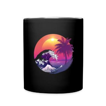 Ocean Sea Wave Sunset Background - Full Colour Mug - black - Front