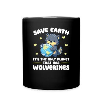 Ist der einzige Planet mit Vielfraße Earth Day - Tasse einfarbig - Schwarz - Vorne