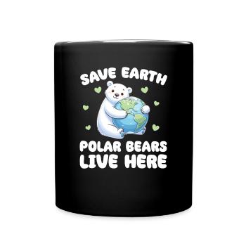Save the Earth Polar Bears Live Here Earth Day - Full Colour Mug - black - Front
