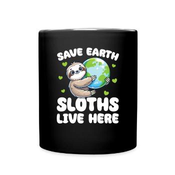 Save the Earth Sloths Live Here Earth Day - Full Colour Mug - black - Front