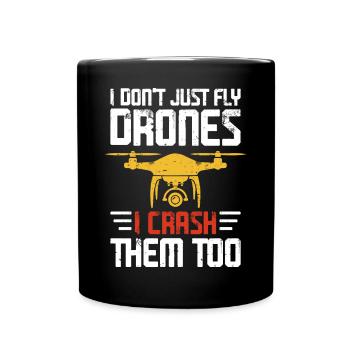 Drohne - Tasse einfarbig - Schwarz - Vorne