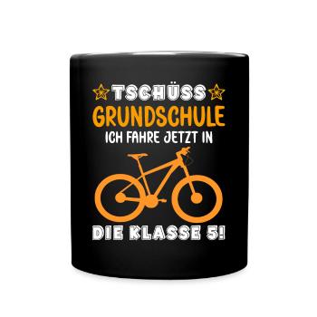 Und Tschüss Grudschule ich fahre in die 5 Klasse - Tasse einfarbig - Schwarz - Vorne