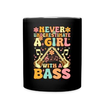 Ne sous-estimez jamais une fille avec un gr basse - Mug uni - noir - Devant