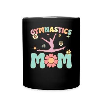 Gymnastics Mom Groovy Gymnast Acrobat - Full Colour Mug - black - Front