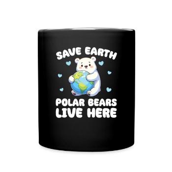 Save the Earth Polar Bears Live Here Earth Day - Full Colour Mug - black - Front