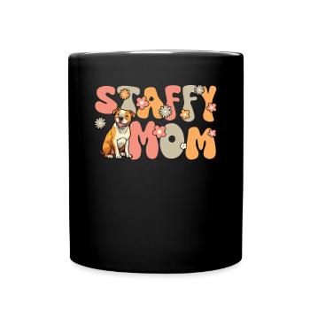 American Staffordshire Terrier Groovy Staffy Mom - Full Colour Mug - black - Front
