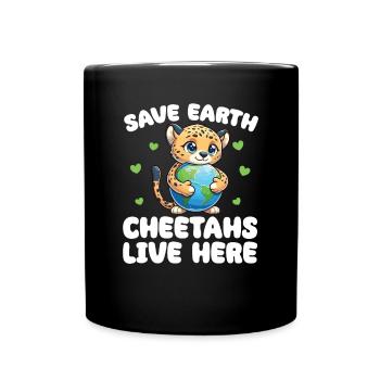 Sauvez la Terre Les guépards vivent ici Jour de la Terre - Mug uni - noir - Devant