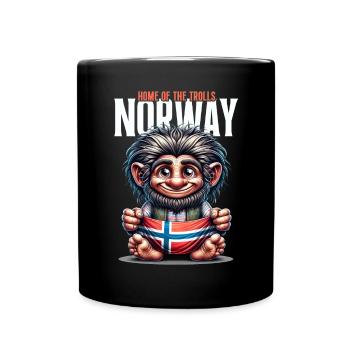 Norwegischer Troll mit Flagge – Heimat der Trolle - Tasse einfarbig - Schwarz - Vorne