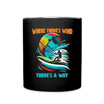 Kitesurf Là où il y a du vent, il y a un moyen - Mug uni - noir - Devant