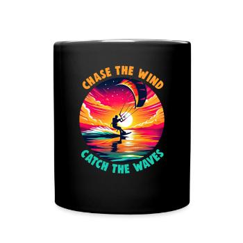 Kitesurf Chassez-vous du vent, attrapez les vagues - Mug uni - noir - Devant