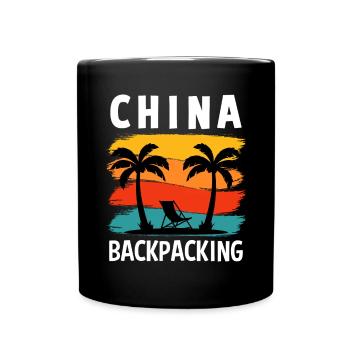 Backpacking china backpacker Abenteuer Reise - Tasse einfarbig - Schwarz - Vorne