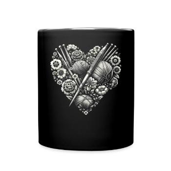 Häkeln Crochet Crocheter Yarn Cool Heart - Full Colour Mug - black - Front