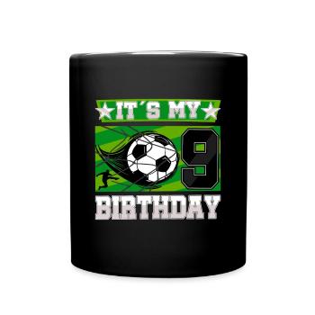 9th birthday Boy Soccer 9 Years Old Gifts - Tasse einfarbig - Schwarz - Vorne