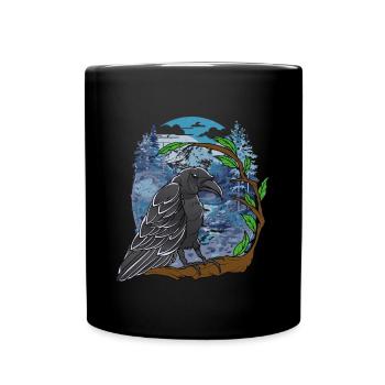 Forest, Raven, Crow, Nature - Full Colour Mug - black - Front