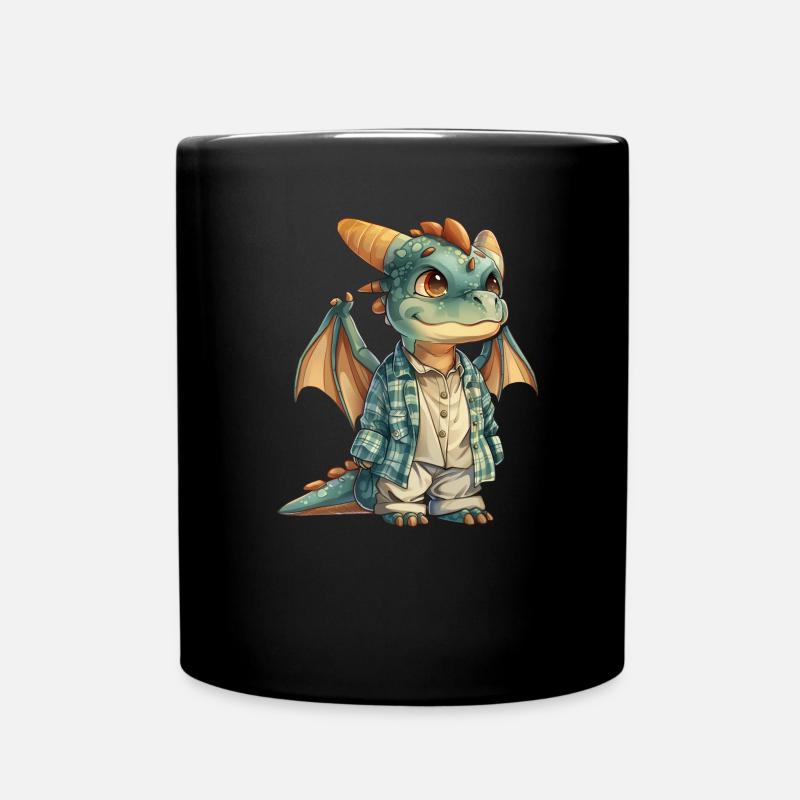 Drachen Schlafanzug Kawaii Drache Kinder - Tasse einfarbig - Schwarz
