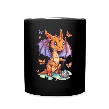 Dragon Butterflies Kawaii Dragon Kids - Full Colour Mug - black - Front