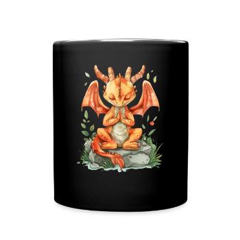 Dragon Zen Japanese Kawaii - Full Colour Mug - black - Front