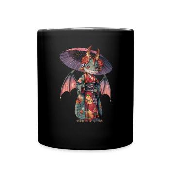 Drache Giesha Kawaii Kinder - Tasse einfarbig - Schwarz - Vorne