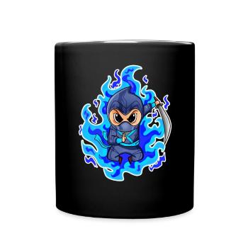 Motif Ninja Bleu Feu - Mug uni - noir - Devant