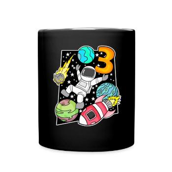 3 Birthday Boy Astronaut - Full Colour Mug - black - Front