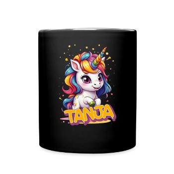 TANJA - Beau nom de fille avec une jolie licorne - Mug uni - noir - Devant