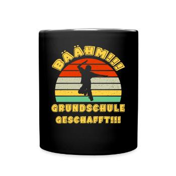 Bäähm Grundschule ist Geschafft Schulkind - Tasse einfarbig - Schwarz - Vorne
