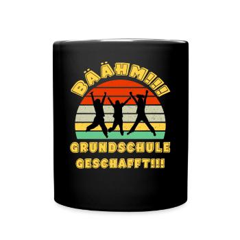Bäähm Grundschule ist Geschafft Schulkinder - Tasse einfarbig - Schwarz - Vorne