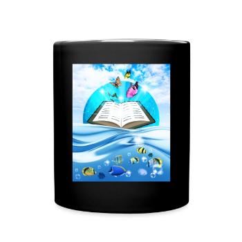 Frutiger Aero Aesthetic Tech Book Butterfly - Tasse einfarbig - Schwarz - Vorne