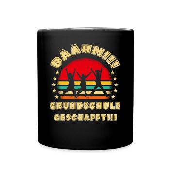 Bäähm Grundschule ist Geschafft Schulkinder - Tasse einfarbig - Schwarz - Vorne