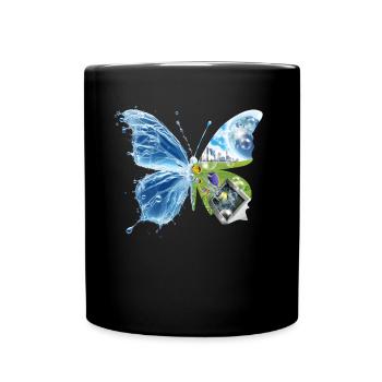 Frutiger Aero Aesthetic Butterfly Computer Fishes - Tasse einfarbig - Schwarz - Vorne
