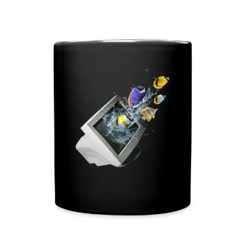 Frutiger Aero Aesthetic Tech Computer Aquarium - Tasse einfarbig - Schwarz - Vorne