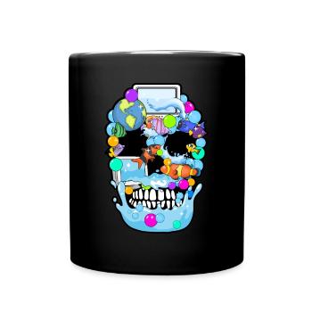 Frutiger Aero Aesthetic Tech Skull Computer Fishes - Tasse einfarbig - Schwarz - Vorne