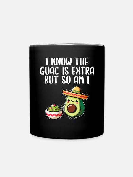 Avocado Guacamole Vegan Geschenk - Tasse einfarbig - Schwarz
