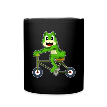 Frosch Fahrrad - Tasse einfarbig - Schwarz - Vorne