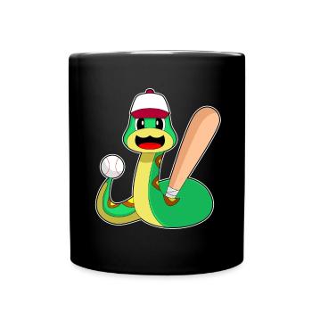 Schlange Baseball Baseballschläger Sport - Tasse einfarbig - Schwarz - Vorne