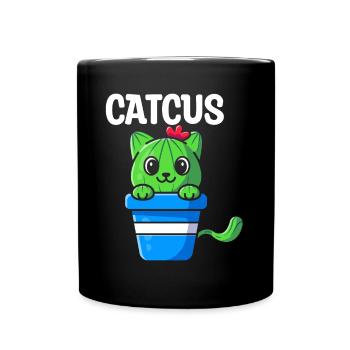 Cat Cactus Succulent Cactus Lover - Full Colour Mug - black - Front