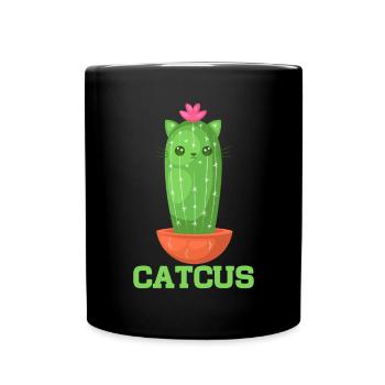 Cat Cactus Succulent Cactus Lover - Full Colour Mug - black - Front