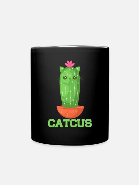 Katze Kaktus Sukkulente Kaktus Liebhaber - Tasse einfarbig - Schwarz