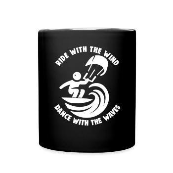 Kitesurfing Ride with the wind Kitesurfer - Full Colour Mug - black - Front