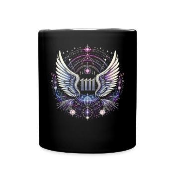 Angel Number Spiritual Guidance Numerology - Full Colour Mug - black - Front