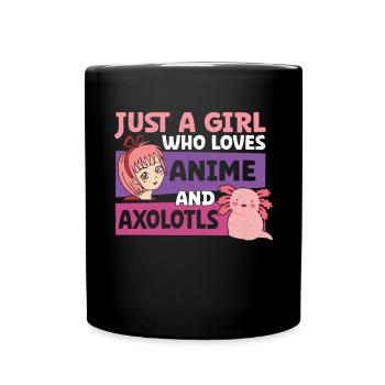 Anime Axolotls Süße Kawaii Teen Girls Kinder - Tasse einfarbig - Schwarz - Vorne