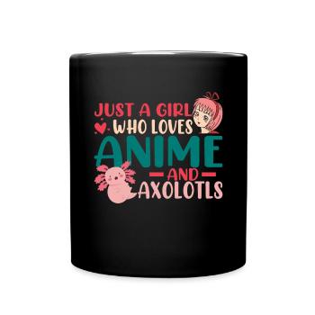 Anime Axolotls Süße Kawaii Teen Girls Kinder - Tasse einfarbig - Schwarz - Vorne