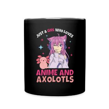Anime Axolotls Süße Kawaii Teen Girls Kinder - Tasse einfarbig - Schwarz - Vorne
