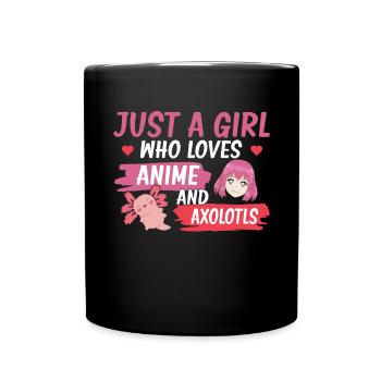 Anime Axolotls Süße Kawaii Teen Girls Kinder - Tasse einfarbig - Schwarz - Vorne