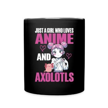 Anime Axolotls Süße Kawaii Teen Girls Kinder - Tasse einfarbig - Schwarz - Vorne
