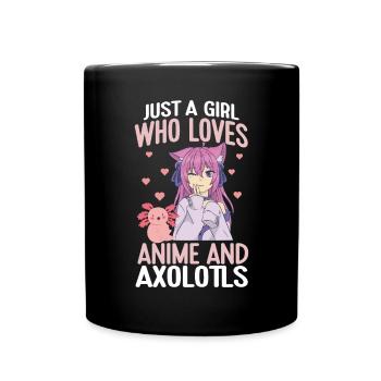 Anime Axolotls Süße Kawaii Teen Girls Kinder - Tasse einfarbig - Schwarz - Vorne