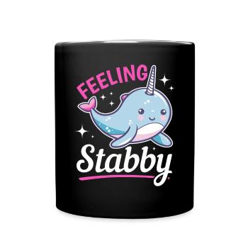 Funny Narwhal Animal Feeling Stabby - Tasse einfarbig - Schwarz - Vorne